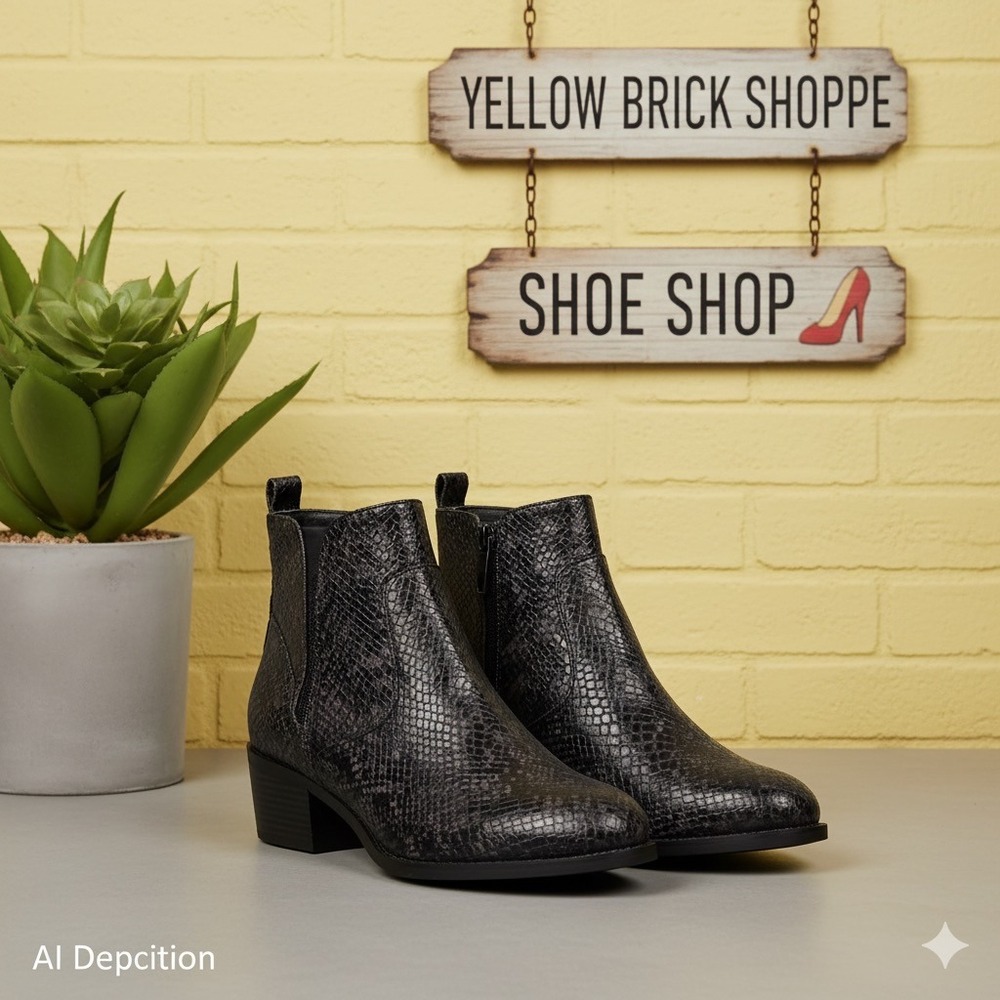 GC Shoes Womens Stax‎ Black Block Heel Ankle Boots Shoes 8 Medium (B,M)